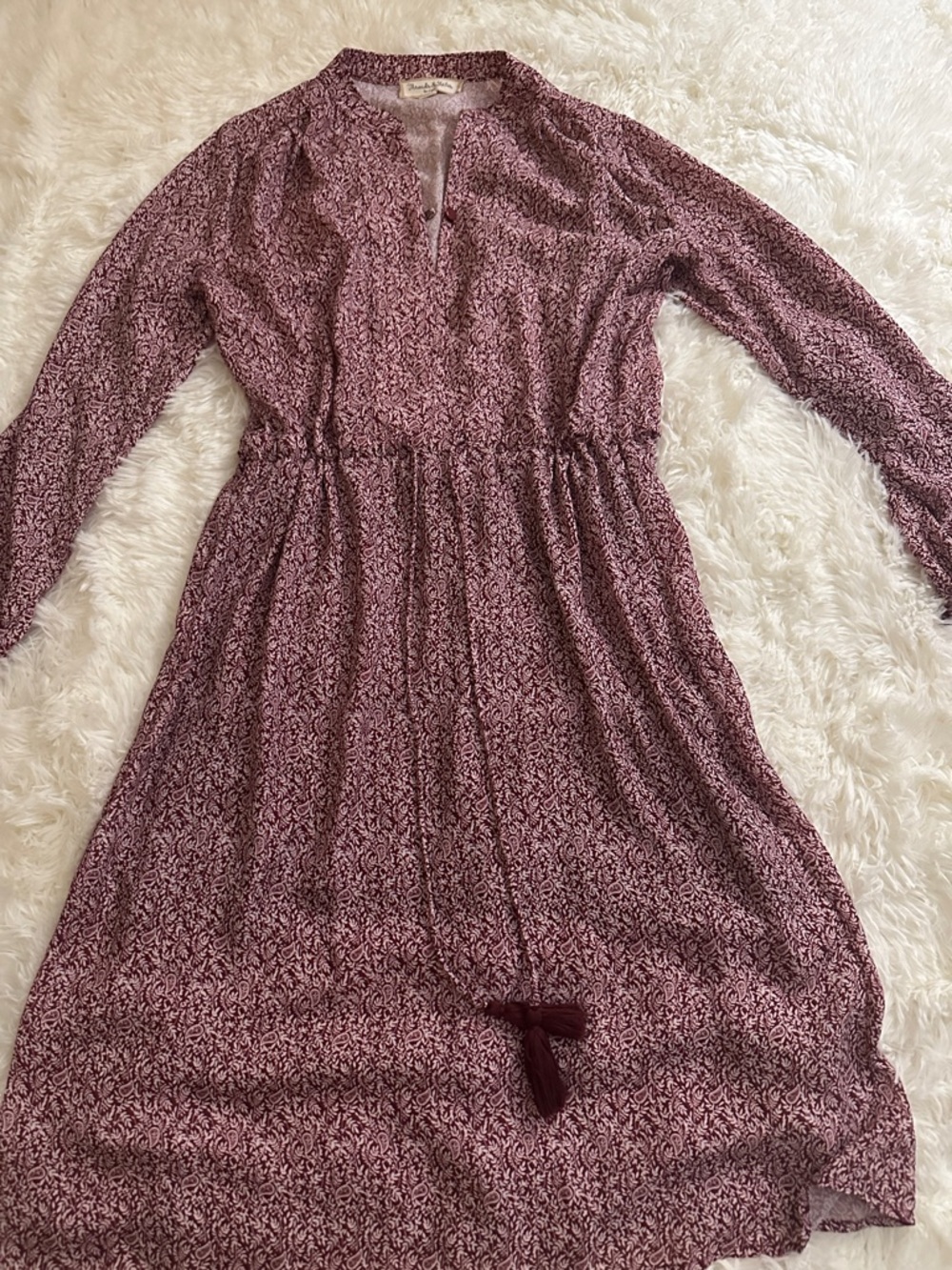 Women's Long Sleeve Floral Midi Dress - Mauve Pink